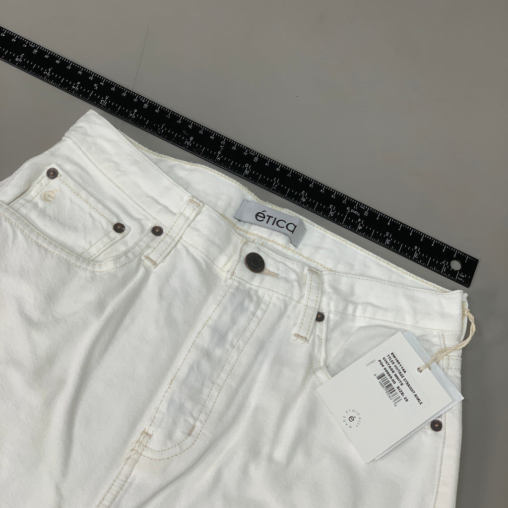 ETICA Tyler High Waist Straight Leg Ankle jeans Vintage White Size 25 EW180114A