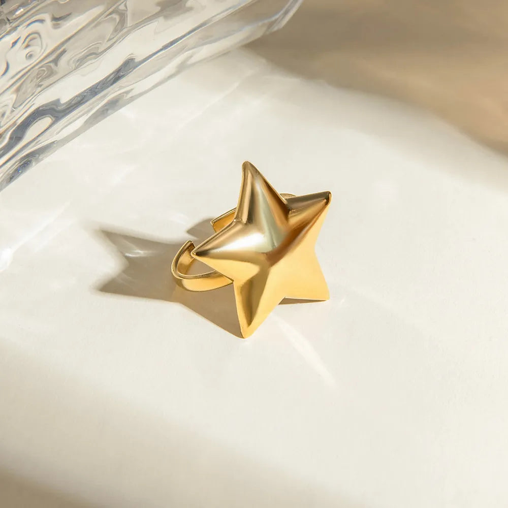 18K Gold-Plated Stainless Steel Star Ring