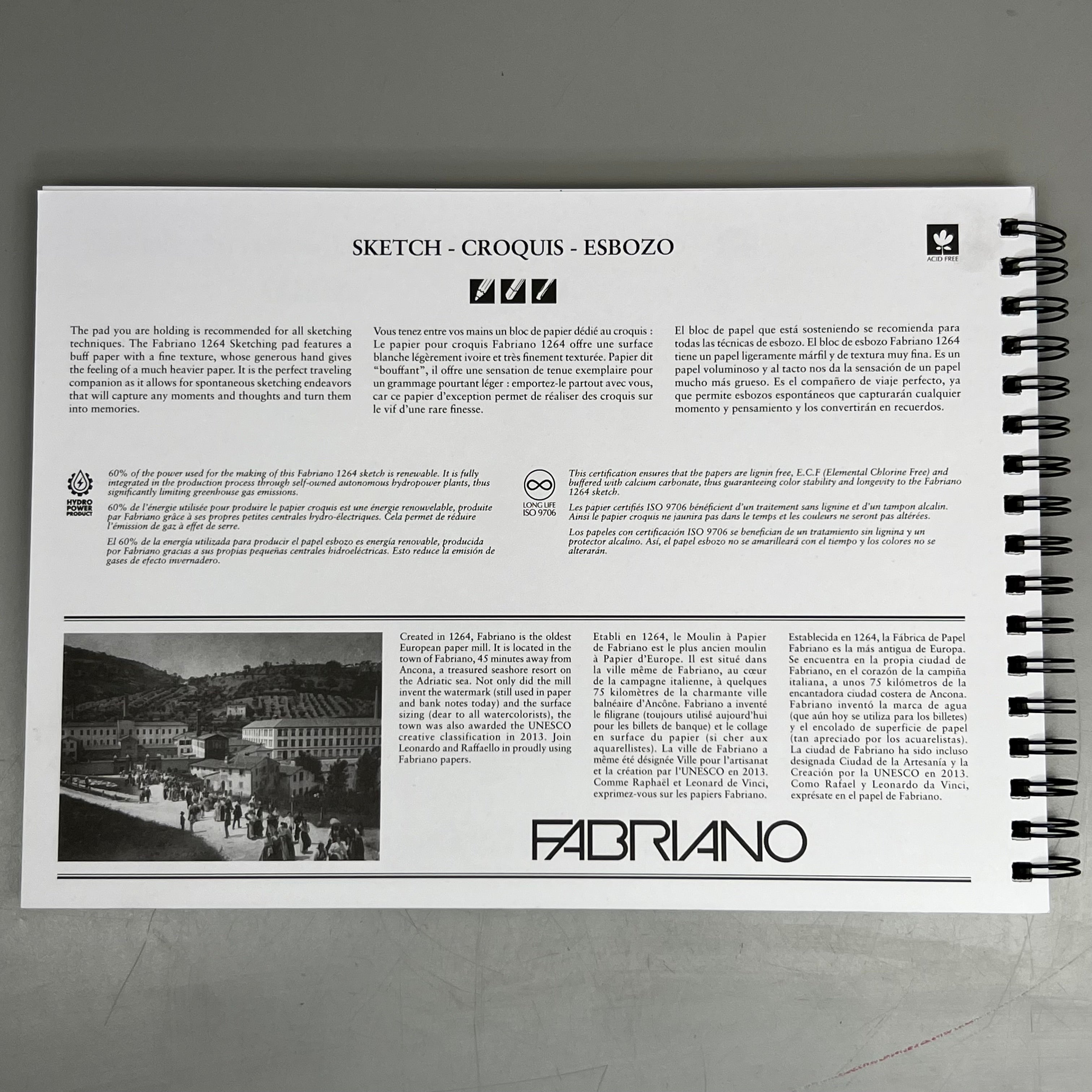 FABRIANO I264 Sketch Paper Pads 9" x 12" ITALY 100 Sheets White