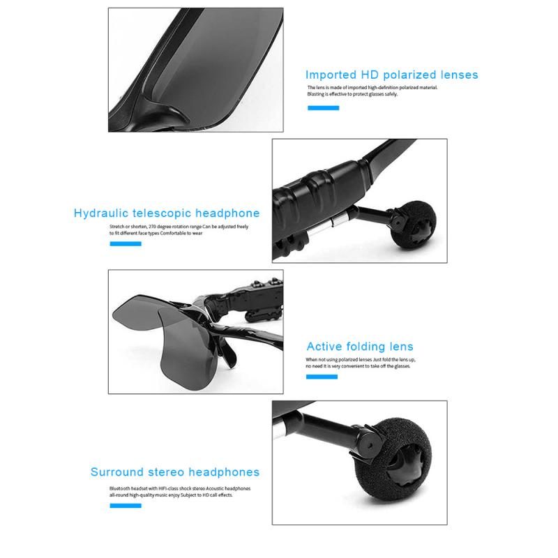 Midnight Black Titan Audio Specs | IPX4 Waterproof Smart Bluetooth 5.0 Sports Sunglasses with Wireless Mic & Open-Ear Audio