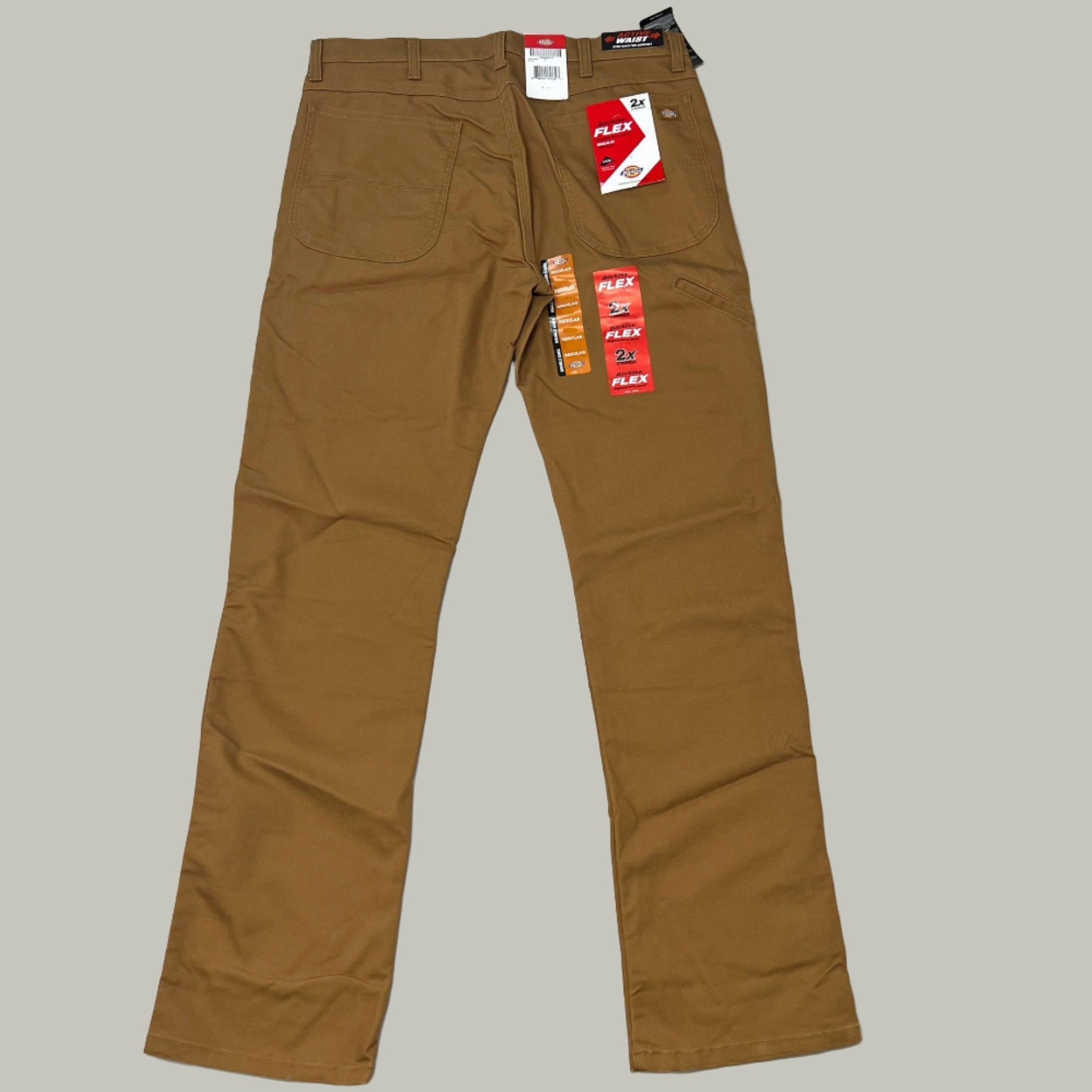 DICKIES Flex Regular Fit Double Knee Pant Men's Sz 38X34 Stonewashed Brown Duck