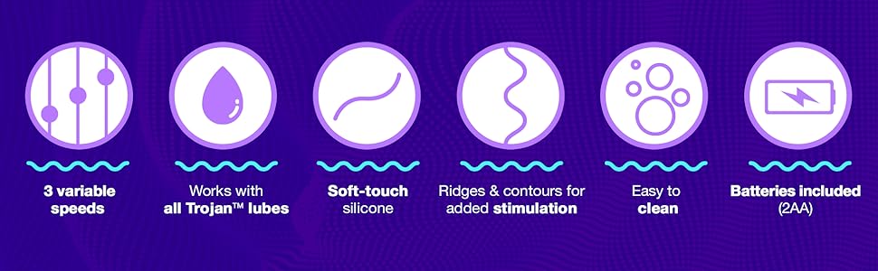 TROJAN Divine Contoured Vibrator Personal Massager Multi-Speed 3 Variable Speeds