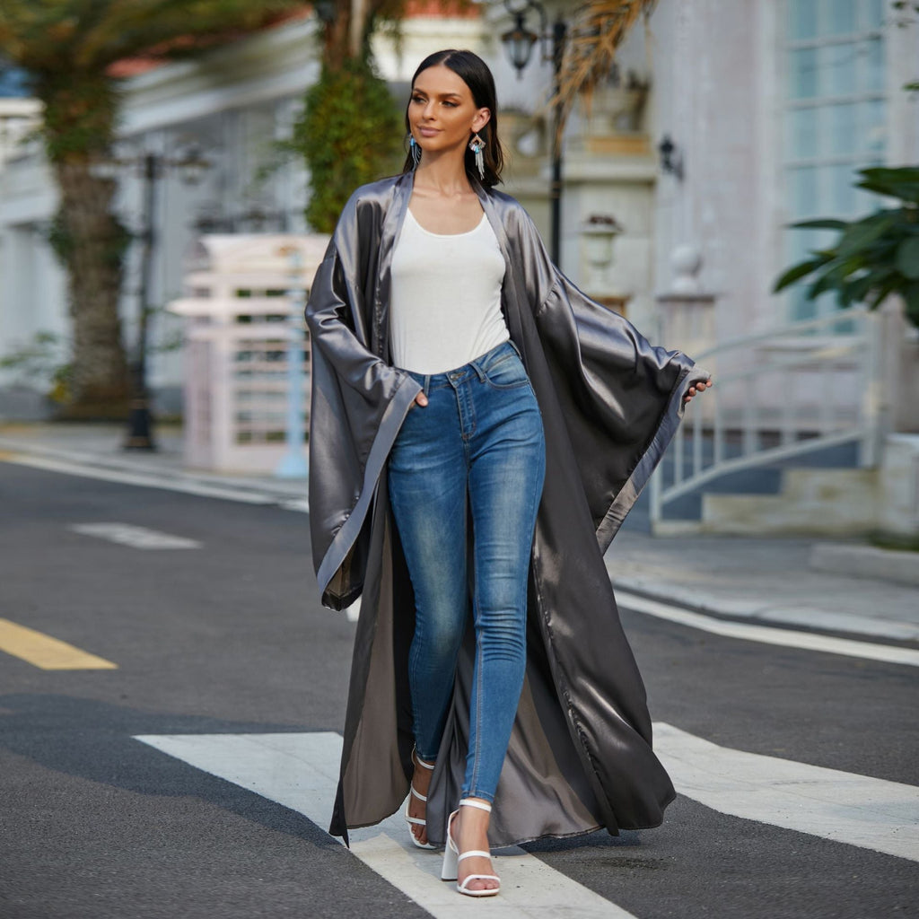 Women's Casual Wide Sleeve Plus Size Cardigan Robe