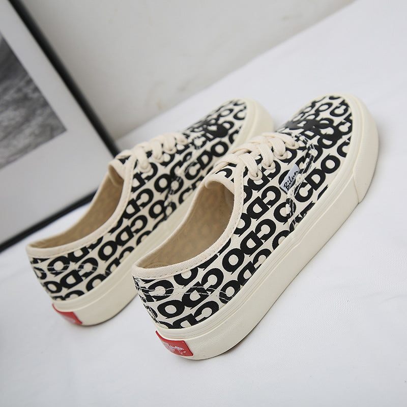 Low Cut Men And Women Letter Couple Canvas Shoes Laces
