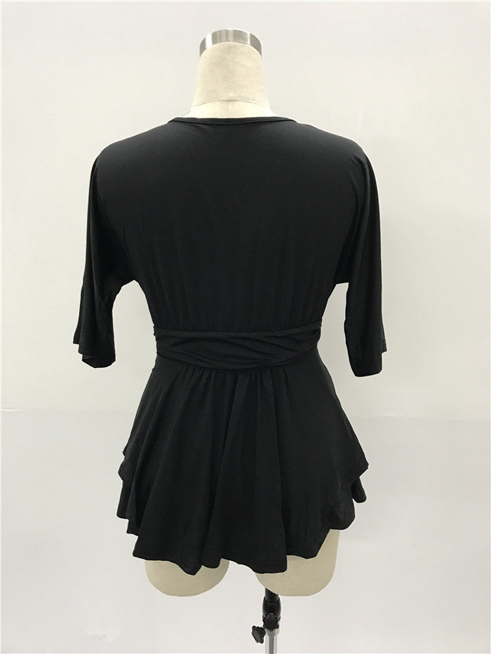 V Solid Color Women's Plus Size Dress