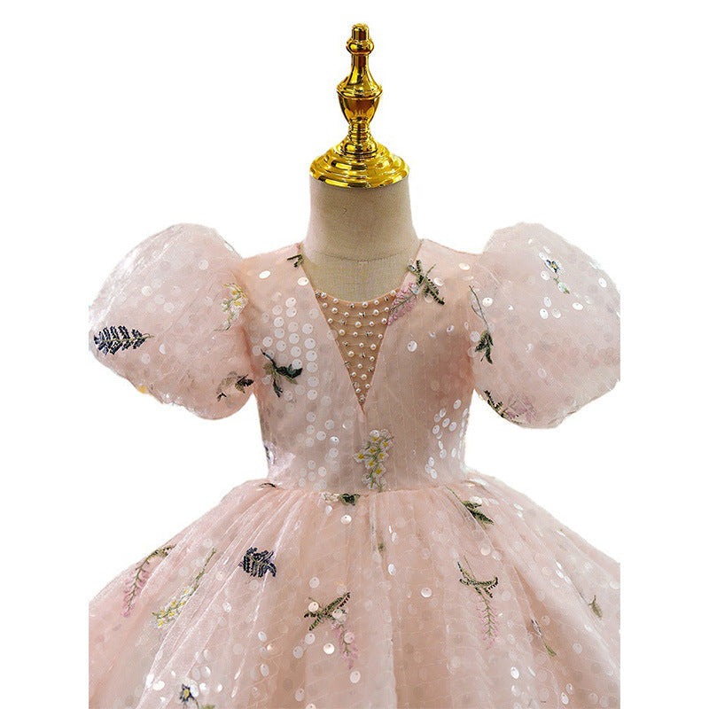 New Floral Princess Dress For Flower Girls Hostpresenter And Piano Performance Outfit