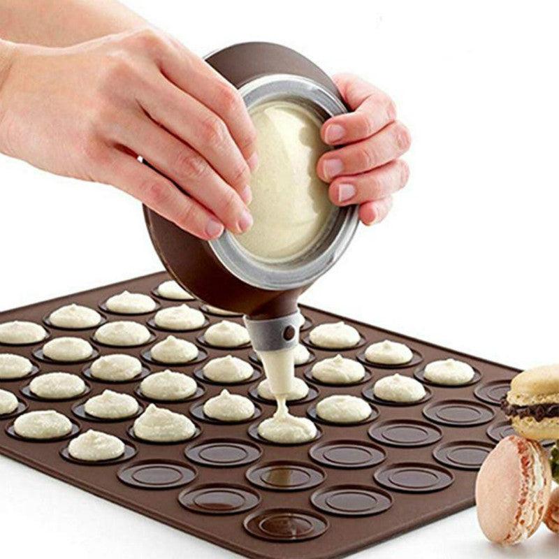 1-2pc/set Large Macaroon Kit Silicone Mat Non-Stick Baking Mold Set 48 Capacity Pot Cake Decorating Supplies Macaron Silicone Mat Non-Stick Silicone Macaron Reusable Baking Mold Set