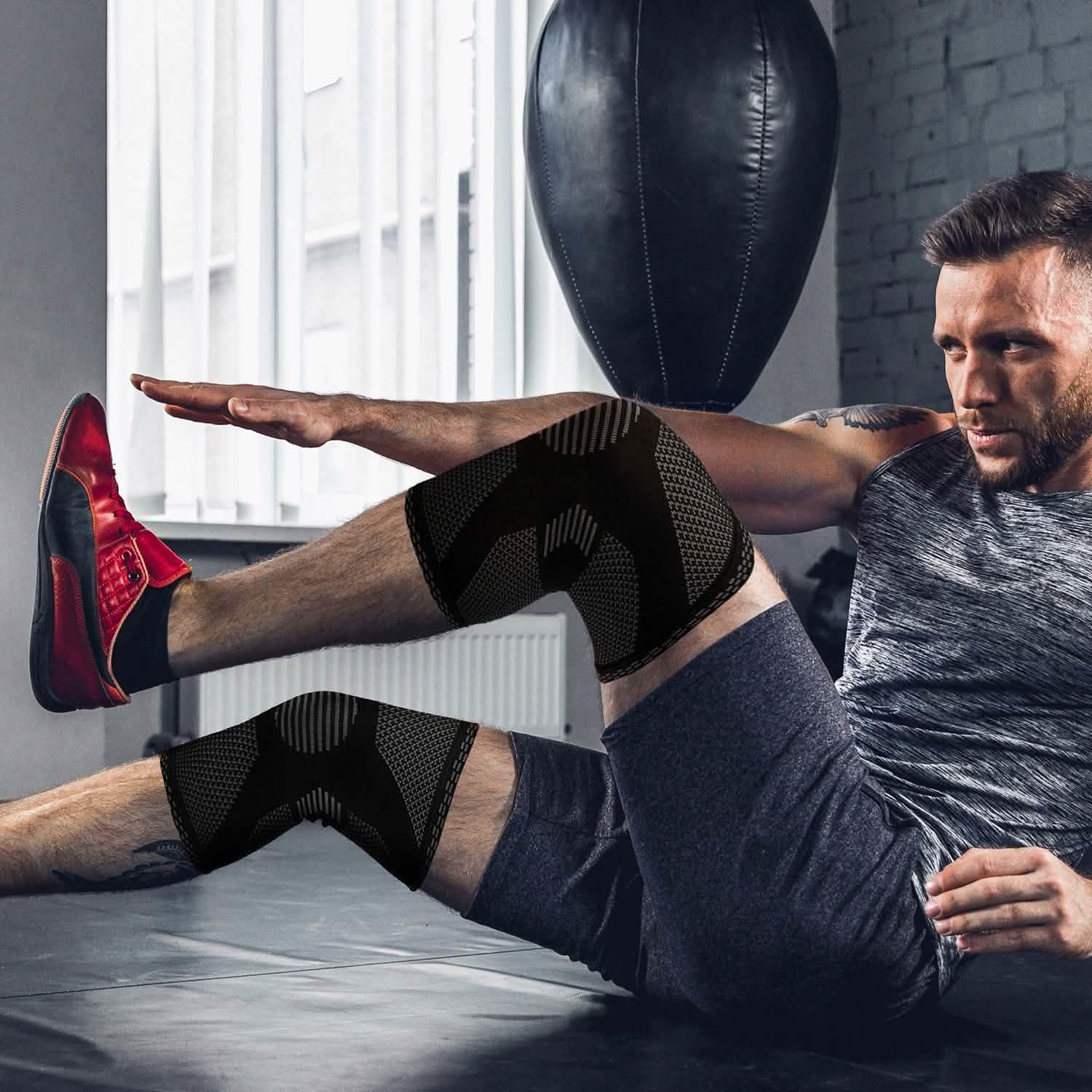 1-Pair: Support And Recover Knee Compression Sleeve Brace With Gel Grip