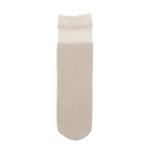 1 Pair Woman Socks Spring New Fashion Socks Solid Color Women Soft Cute Long Socks For Women Mesh Thin Socks High Quality Cotton Invisible Socks For Women