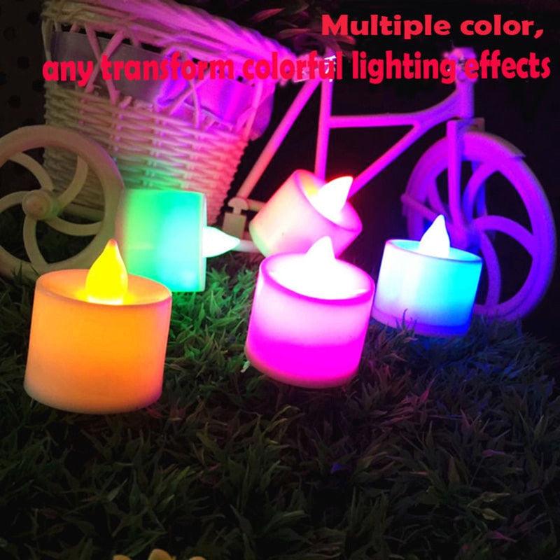 1 PC Creative LED Candle Fake Candles with Moving Flame Outdoor Flickering Flameless Electric Candle Light Multicolor Lamp Simulation Color Flame Tea Light Home Wedding Birthday Decoration