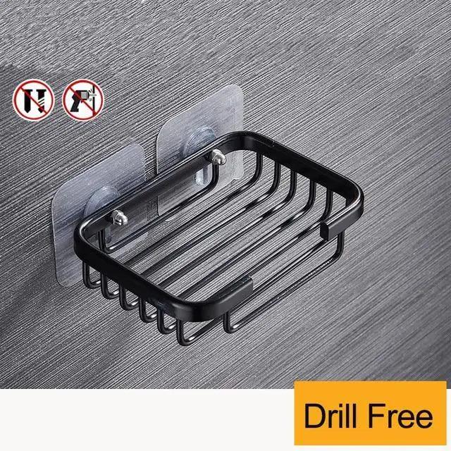 1 Pcs Creative Drill Free Soap Dish Holder Wall Mounted Storage Rack Holder Hollow Type Soap Sponge Dish Bathroom Accessories Soap Holder Shower Wall Mounted Stainless Steel Sponge Tray Adhesive Soap Dish for Shower Bathroom and Kitchen Sink