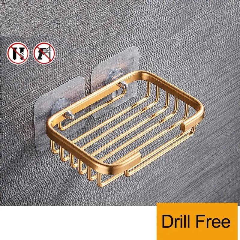 1 Pcs Creative Drill Free Soap Dish Holder Wall Mounted Storage Rack Holder Hollow Type Soap Sponge Dish Bathroom Accessories Soap Holder Shower Wall Mounted Stainless Steel Sponge Tray Adhesive Soap Dish for Shower Bathroom and Kitchen Sink