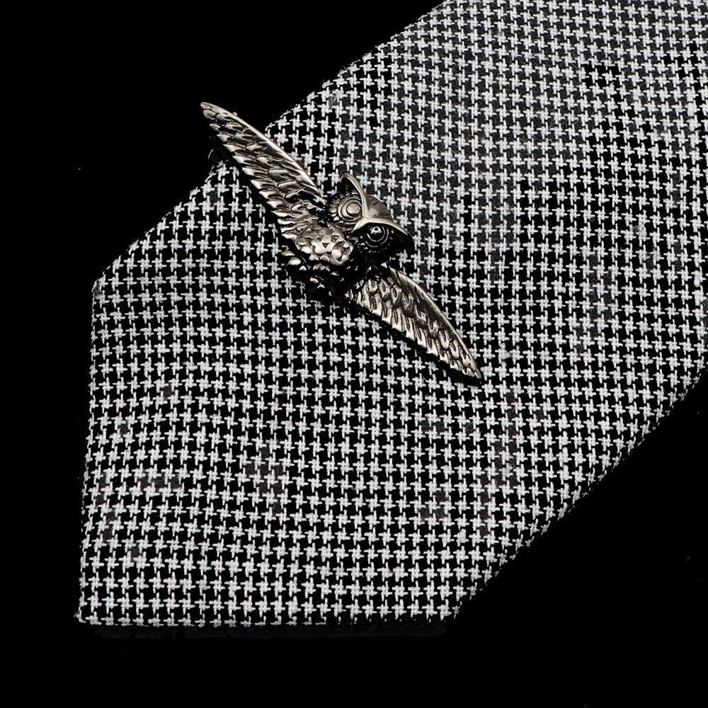 1 Piece Stainless Tie Clips Scissors Owl Shaped Unique Simple Tie Clip For Men Vintage Tie Bar Clip Men's Daily Tie Clip Accessories Stainless Steel Fashion Business Necktie Clips Elegant Mens Gift
