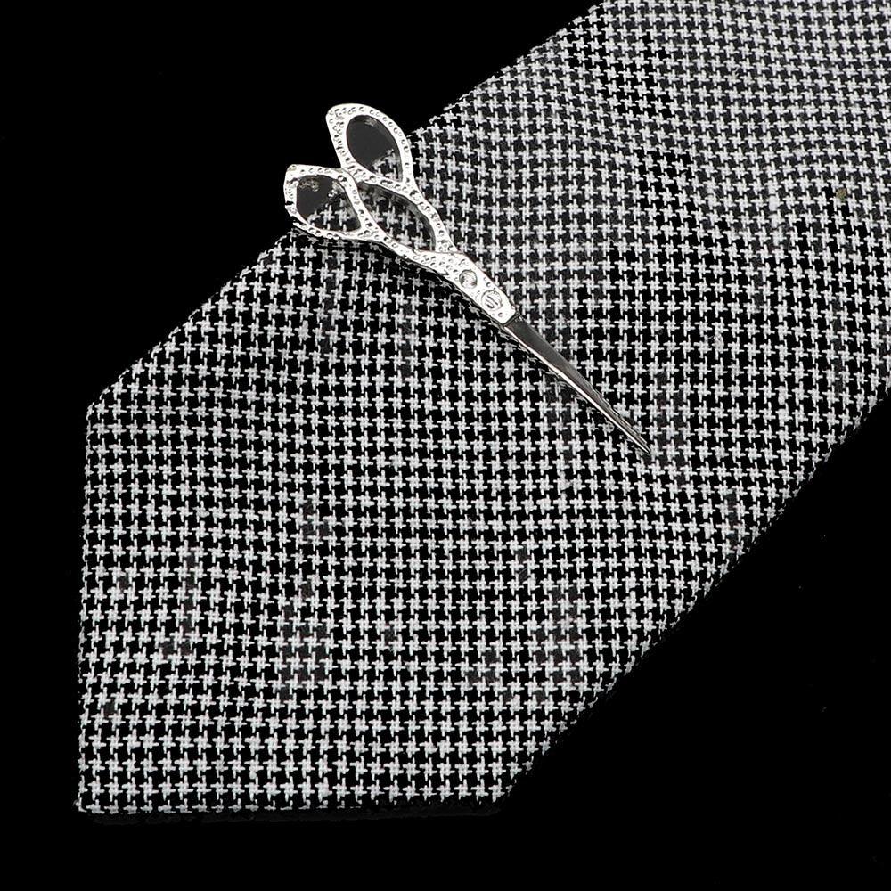 1 Piece Stainless Tie Clips Scissors Owl Shaped Unique Simple Tie Clip For Men Vintage Tie Bar Clip Men's Daily Tie Clip Accessories Stainless Steel Fashion Business Necktie Clips Elegant Mens Gift