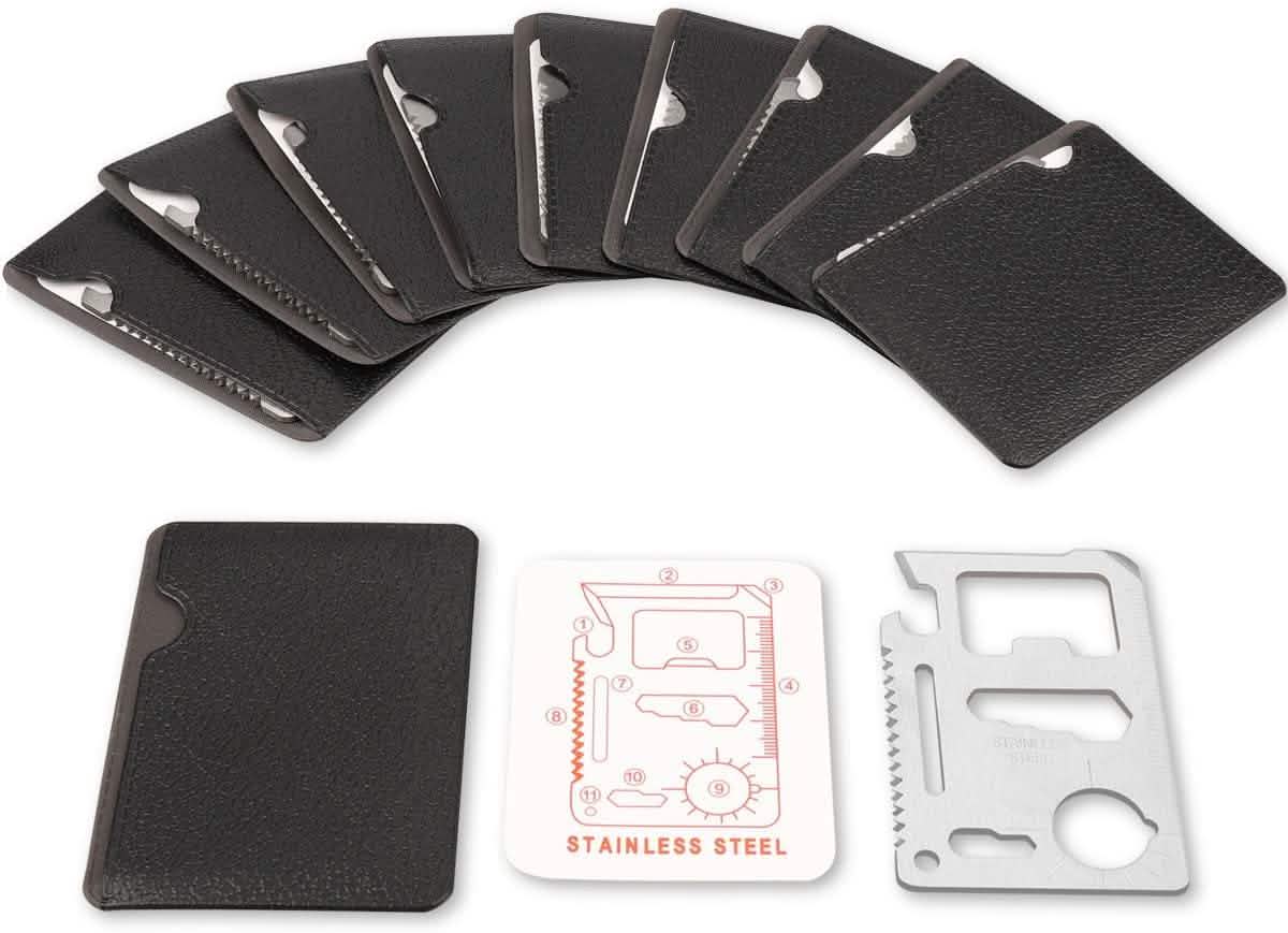 10-Pack: 11-in-1 Stainless Steel Survival Pocket Tool