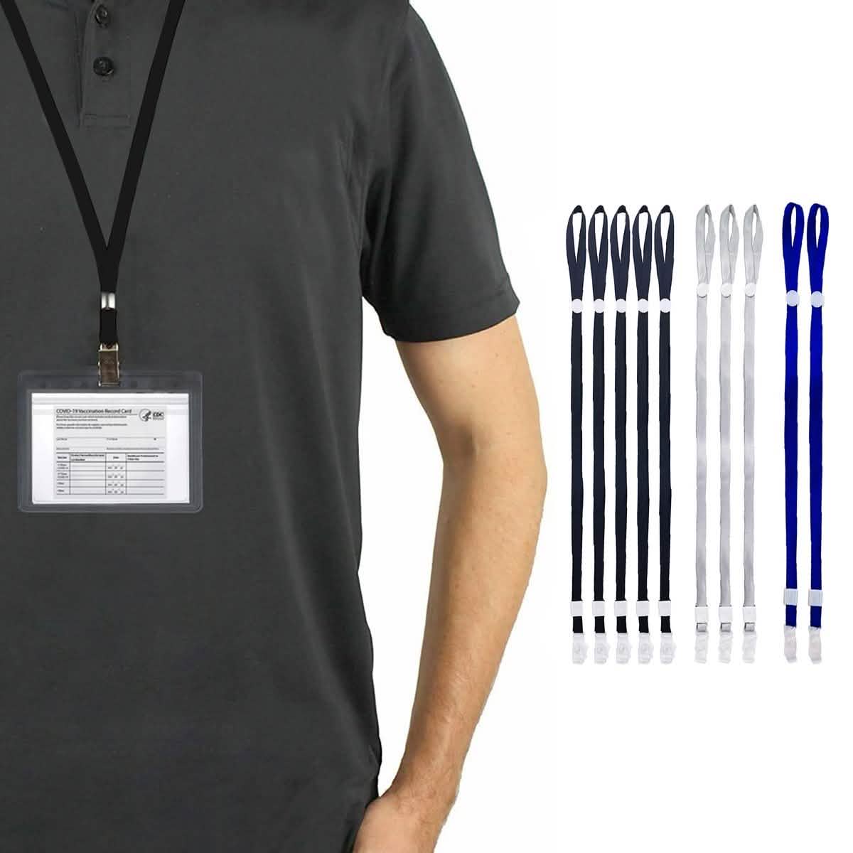 10-Pack: Adjustable Face Mask Loop Extender Id Name Badges CDC Card Holder Lanyards