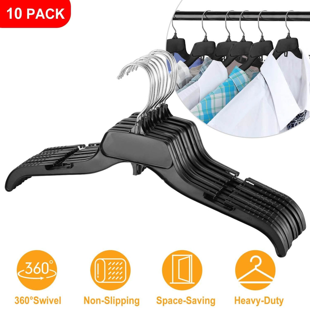 10-Pack: Clothes Hanger Non-Slip Notched Space-Saving