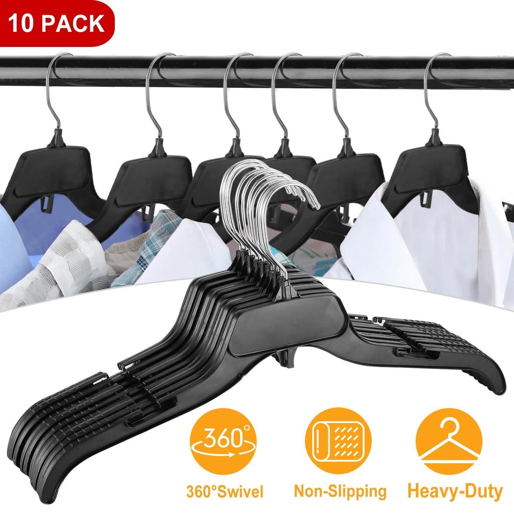 10-Pack: Clothes Hanger Non-Slip Notched Space-Saving