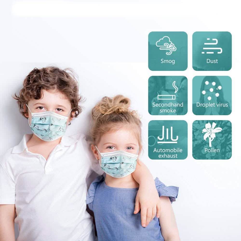 10-Pack: Kids Disposable Face Mask