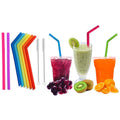 10-Pack: Reusable Silicone Wide Drinking Straws With Cleaning Brushes