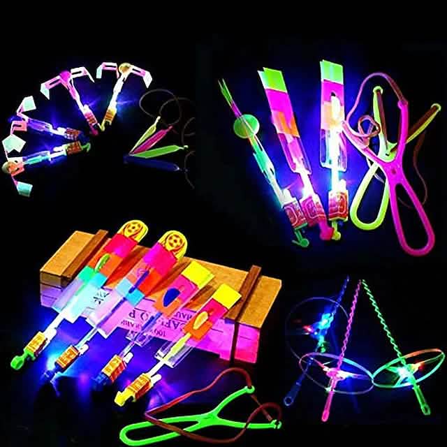 10-Piece: Amazing Led Light Arrow Rocket Helicopter Flying Toy