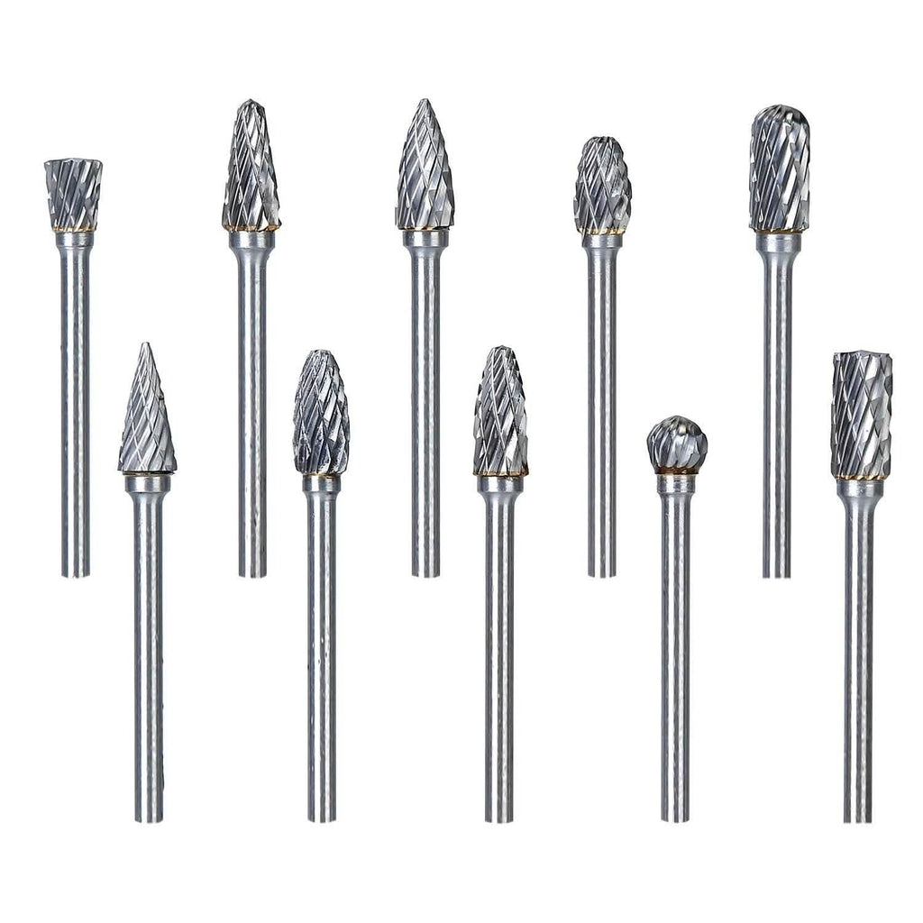 10-Piece: Double Cut Carbide Rotary Die Grinder Bit Set