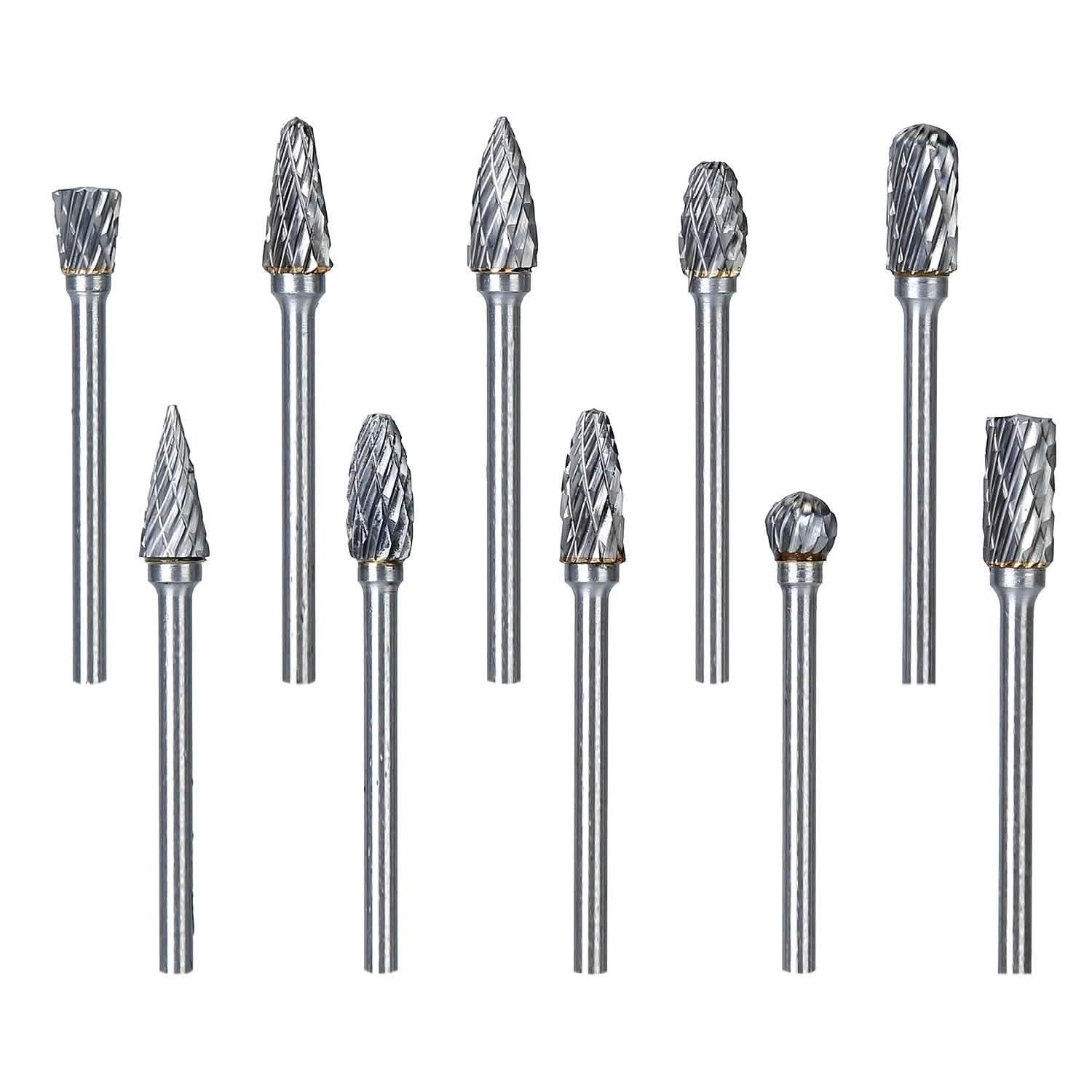 10-Piece: Double Cut Carbide Rotary Die Grinder Bit Set