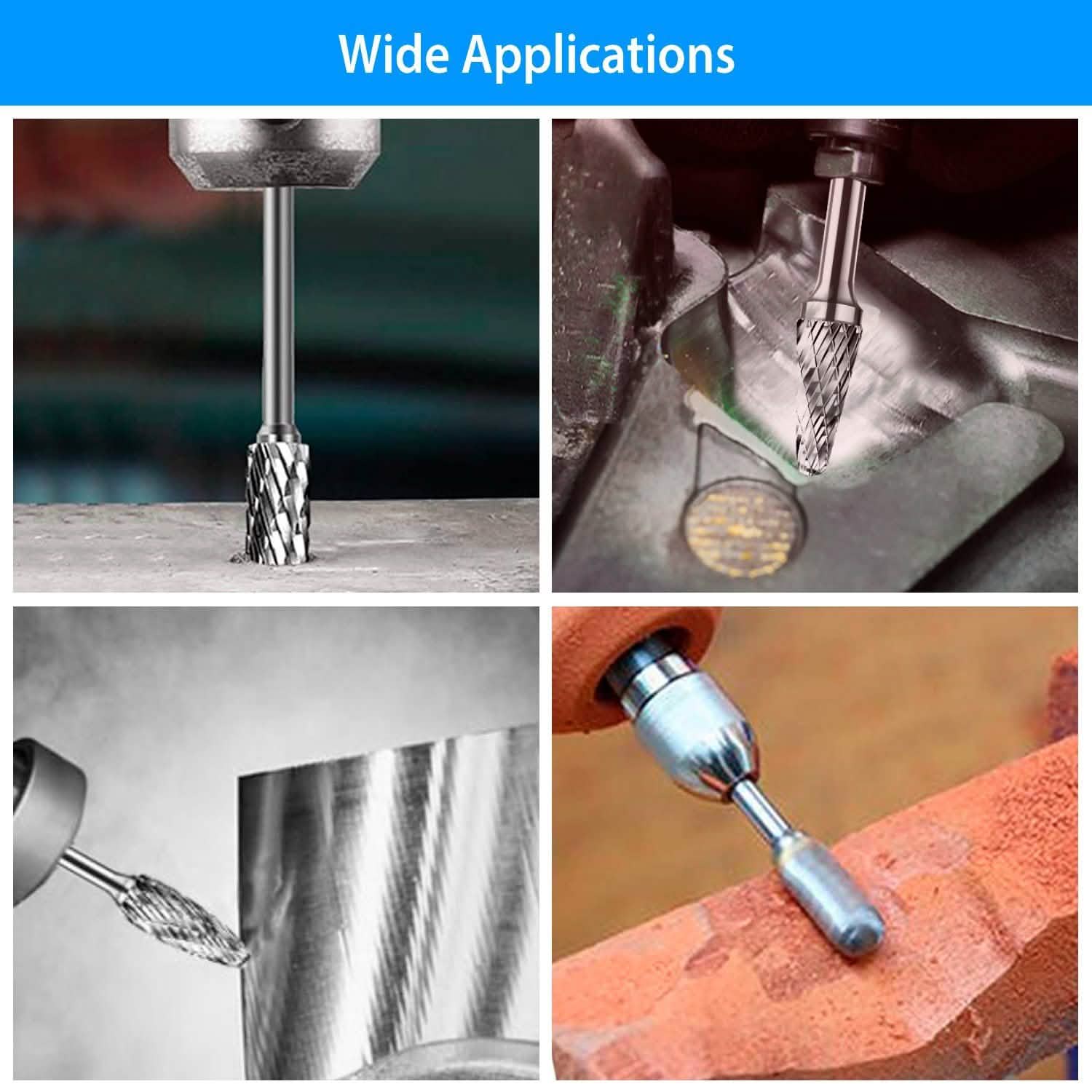 10-Piece: Double Cut Carbide Rotary Die Grinder Bit Set
