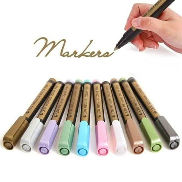 10-Piece: Metallic Paint Marker Pen Permanent