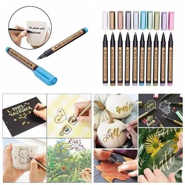 10-Piece: Metallic Paint Marker Pen Permanent
