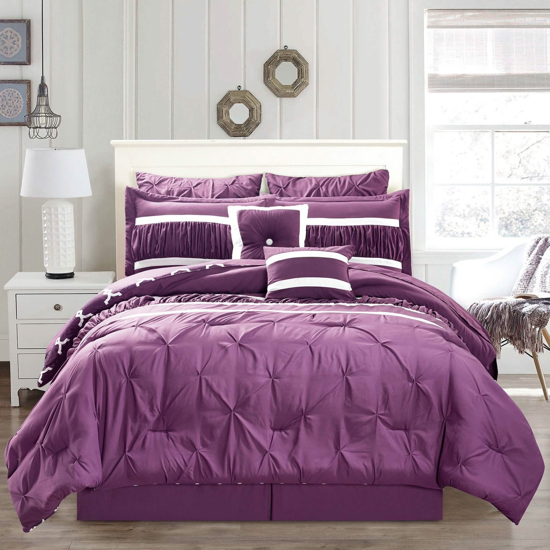 10-Piece Set: Kensie Hotel Quality Pintucked Oversized Comforter Set