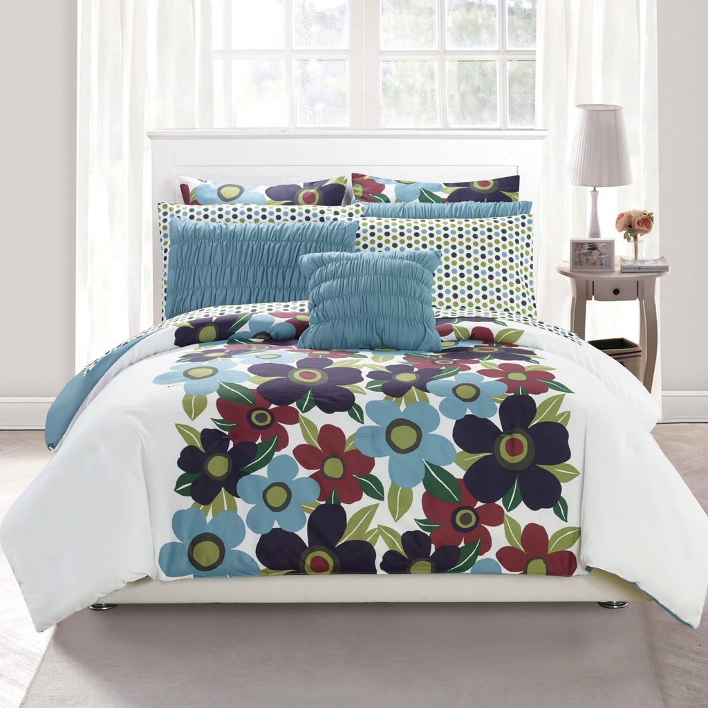 10-Piece Set: Queen Oversized Floral Comforter Set