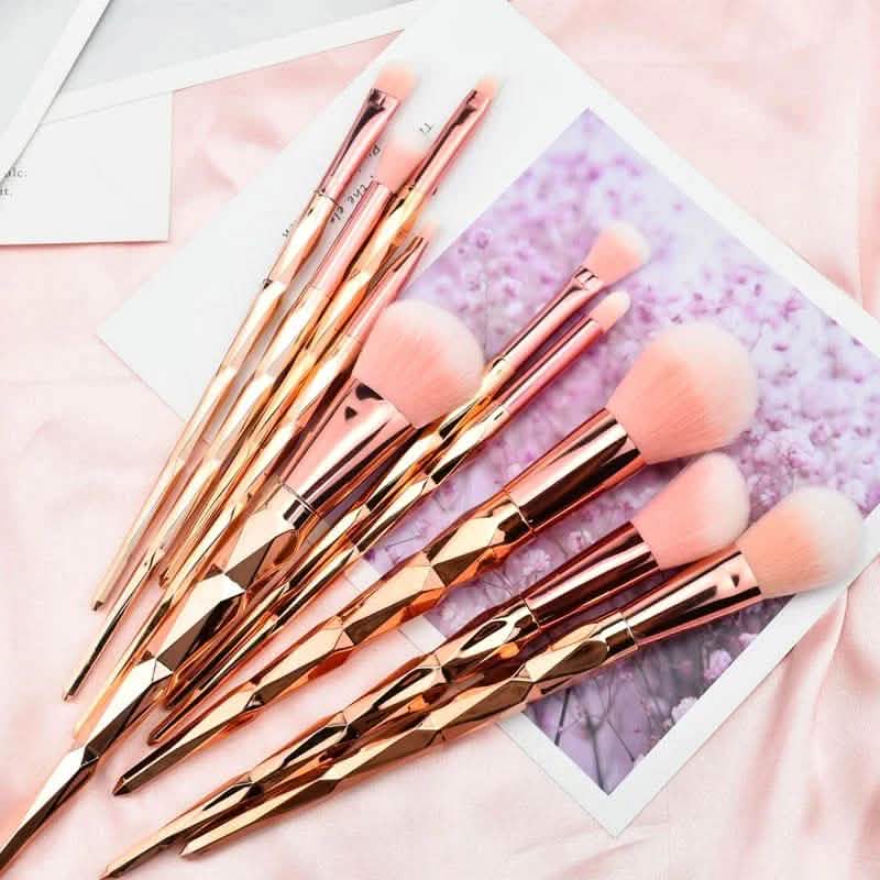 10-Piece: Unicorn Makeup Brush Rose Gold Diamond Handle Set