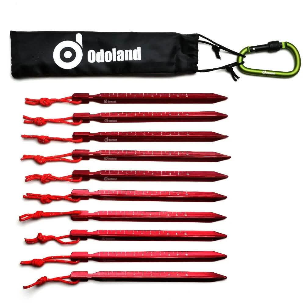 10-Pieces: Camping Superior Aluminum Tent Stake Carabiner Set
