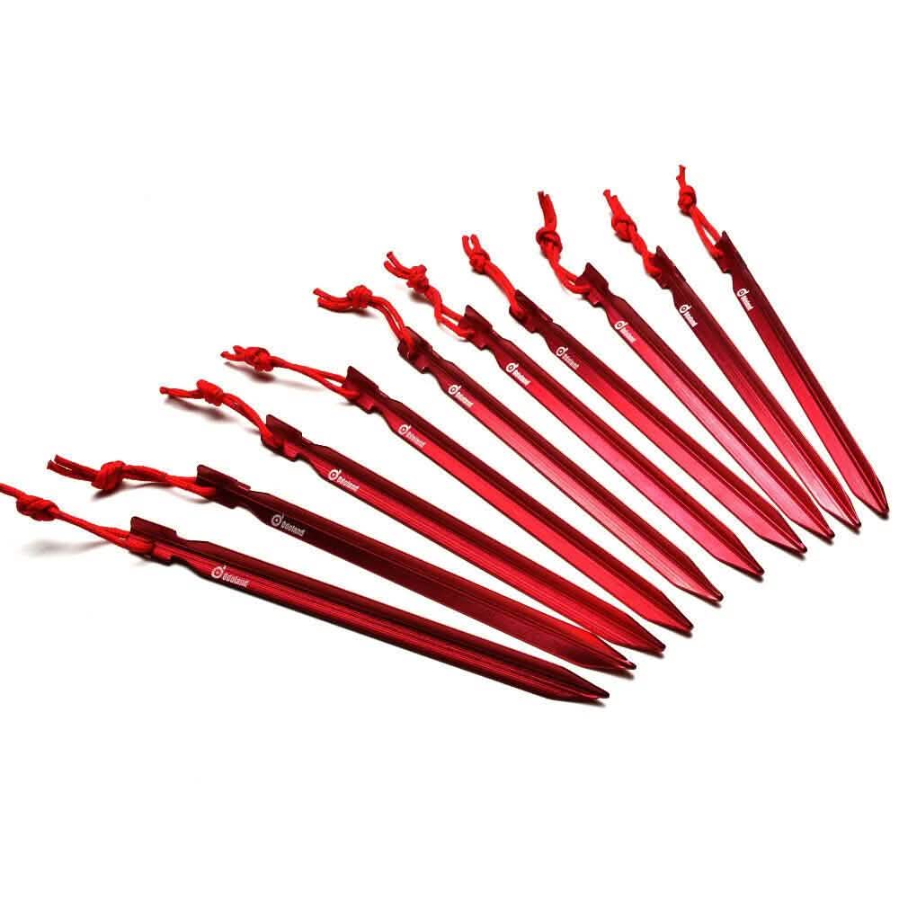 10-Pieces: Camping Superior Aluminum Tent Stake Carabiner Set