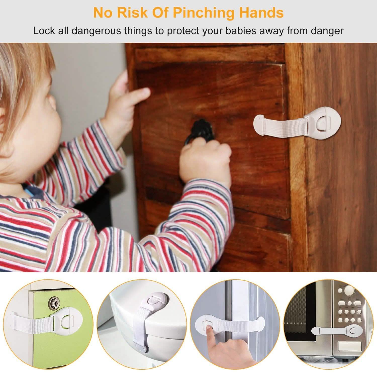 10-Pieces: Kids Safety Locks with 5 Furniture Corner Protectors
