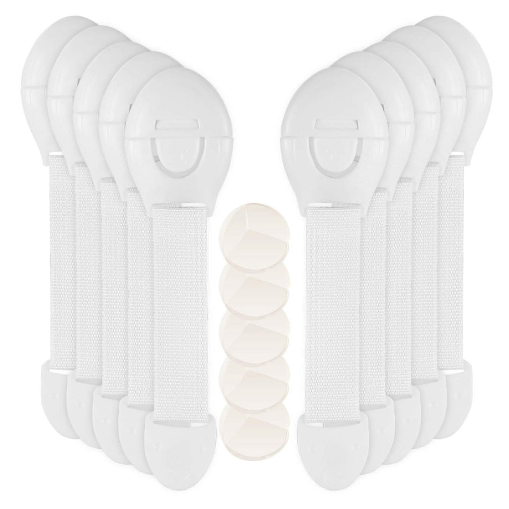 10-Pieces: Kids Safety Locks with 5 Furniture Corner Protectors