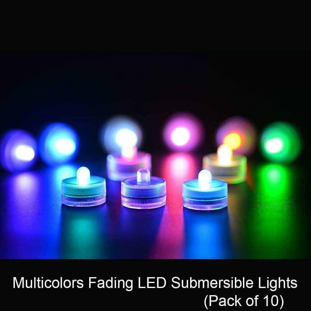 10-Pieces: RGB Submersible Waterproof LED Tea Lights Flameless Candles