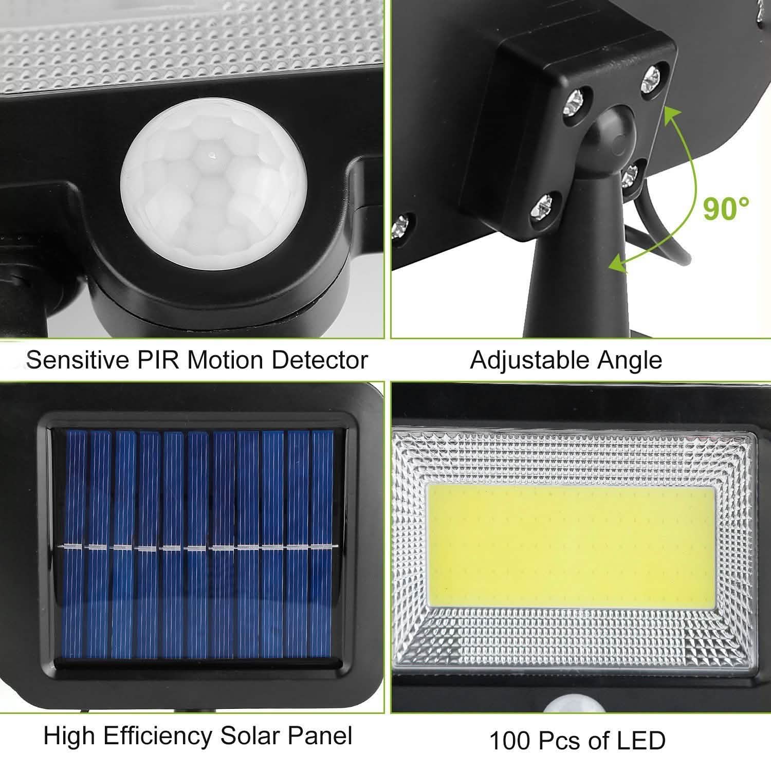 100 LED Solar Powered Wall Lights Outdoor