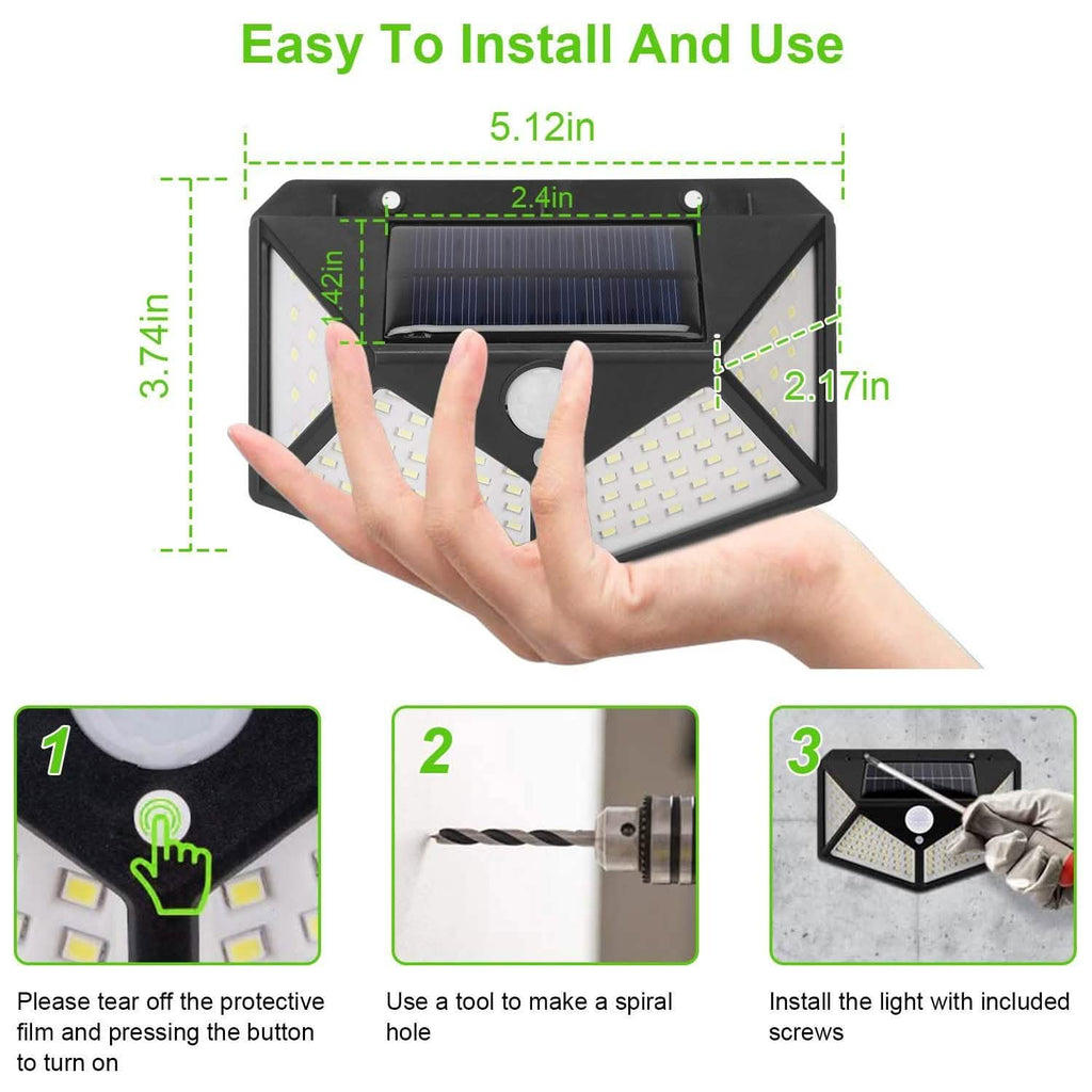100 LED Solar Wall Light Outdoor