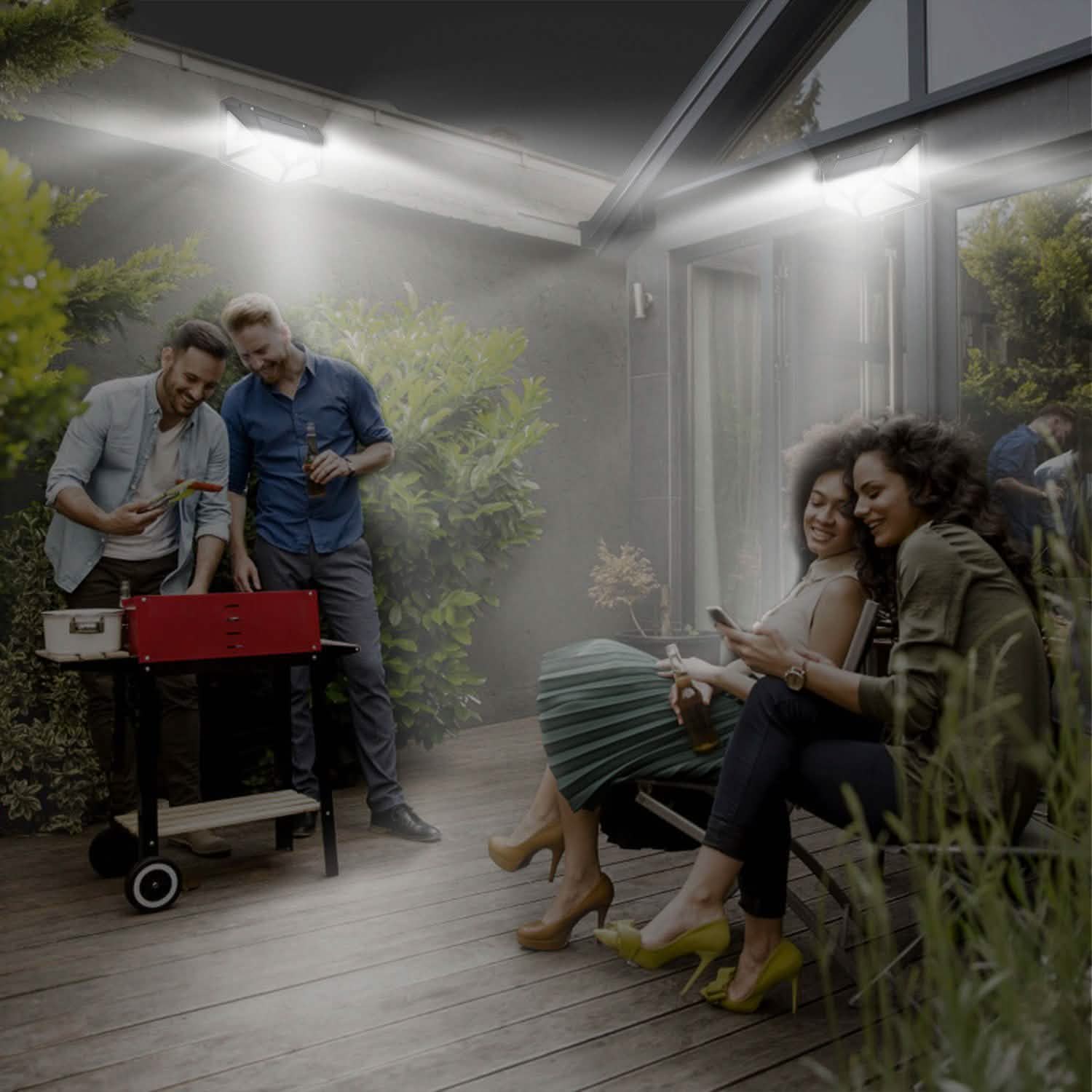 100 LED Solar Wall Light Outdoor