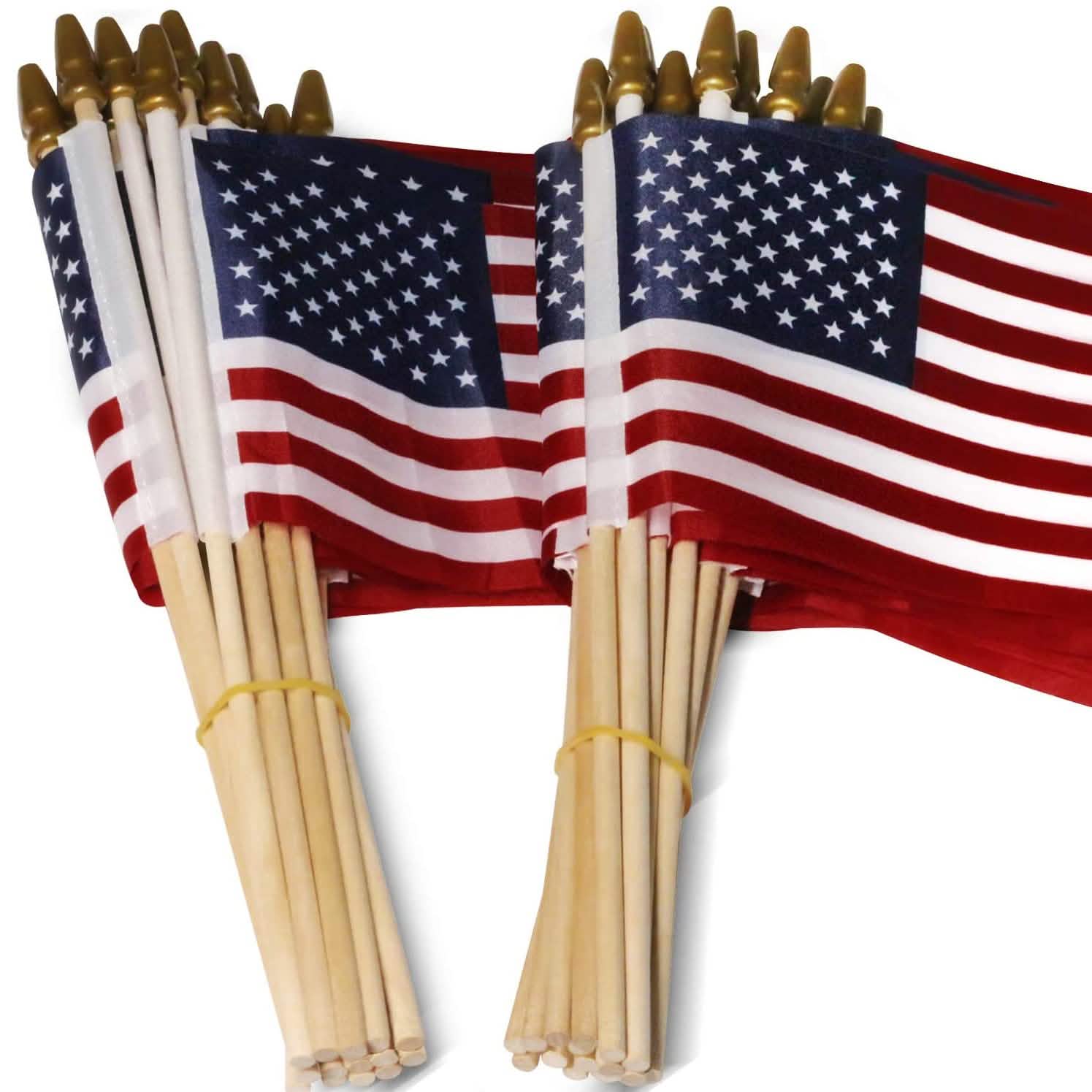100-Pack: USA 4x6 in Wooden Stick Flag