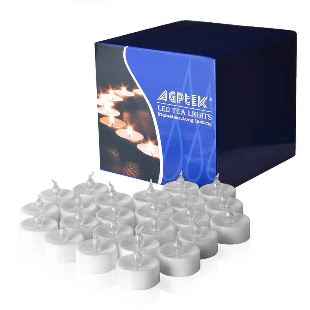 100-Piece: Amber Yellow LED Candle Tea Light Flameless Steady Tealight