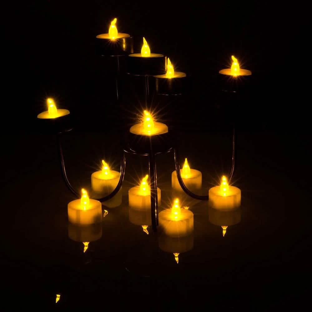 100-Piece: Amber Yellow LED Candle Tea Light Flameless Steady Tealight