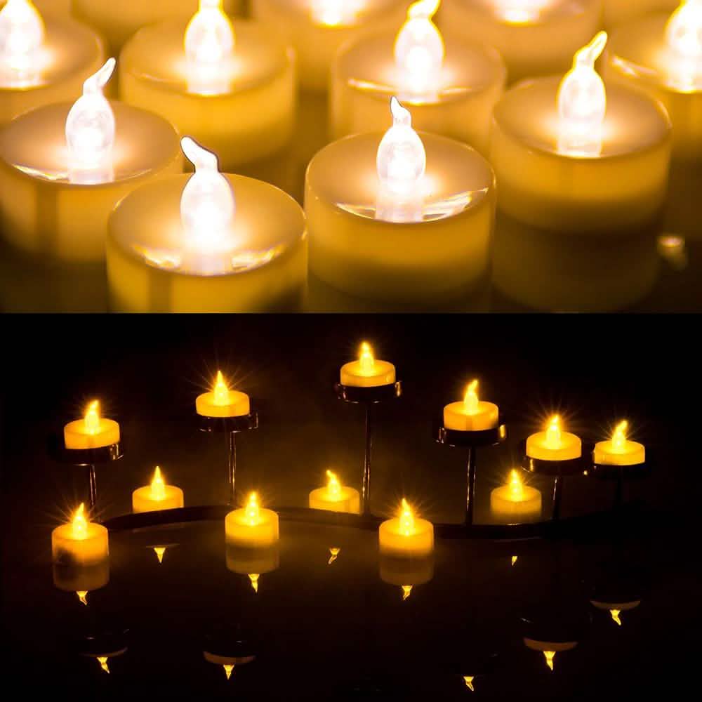 100-Piece: Amber Yellow LED Candle Tea Light Flameless Steady Tealight
