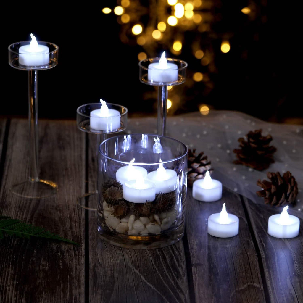 100-Piece: Cool White LED Tealight Flameless Smokeless Candles