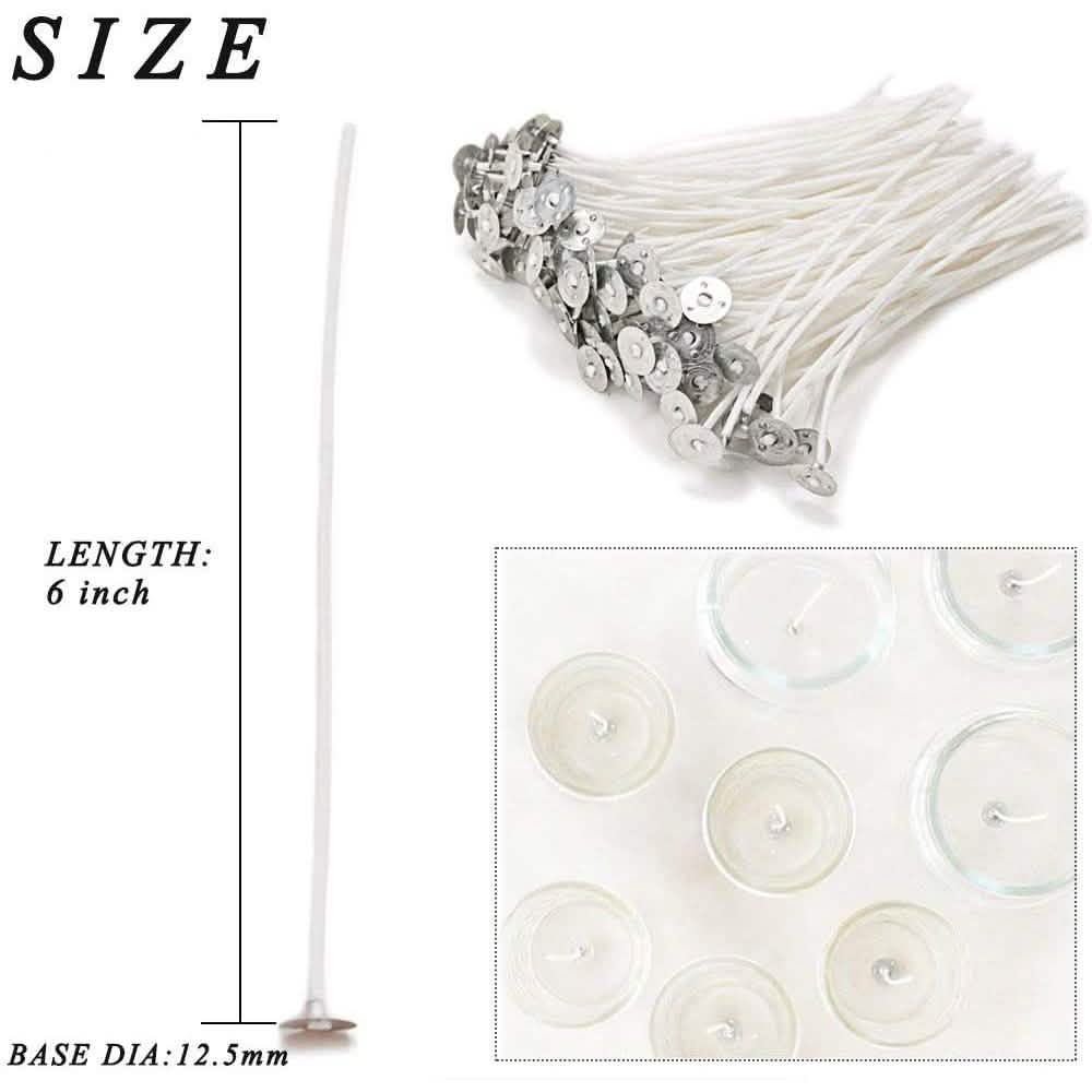100-Piece: EricX Light Cotton Candle Wick 6" Pre-Waxed for Candle Making