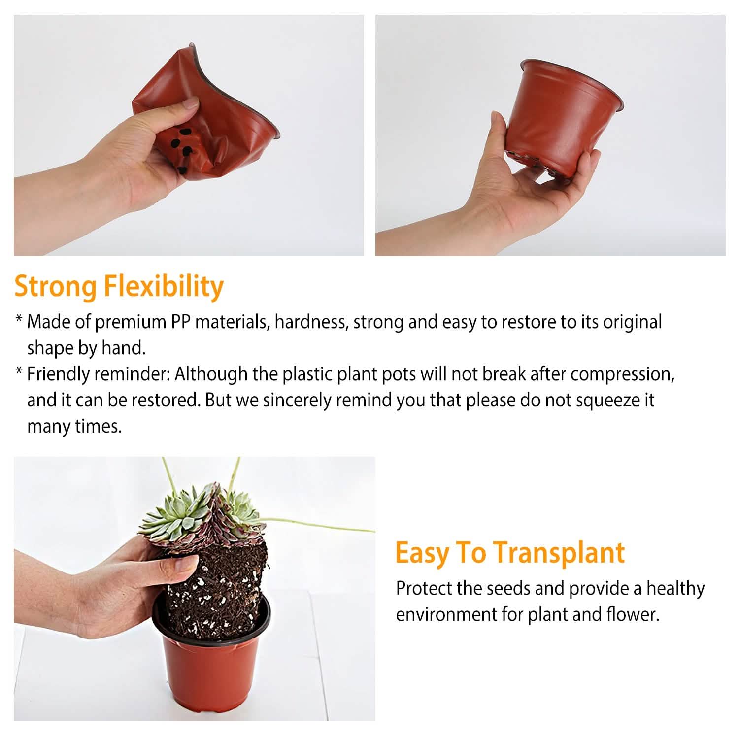 100-Piece: Plastic Plant Nursery Pots