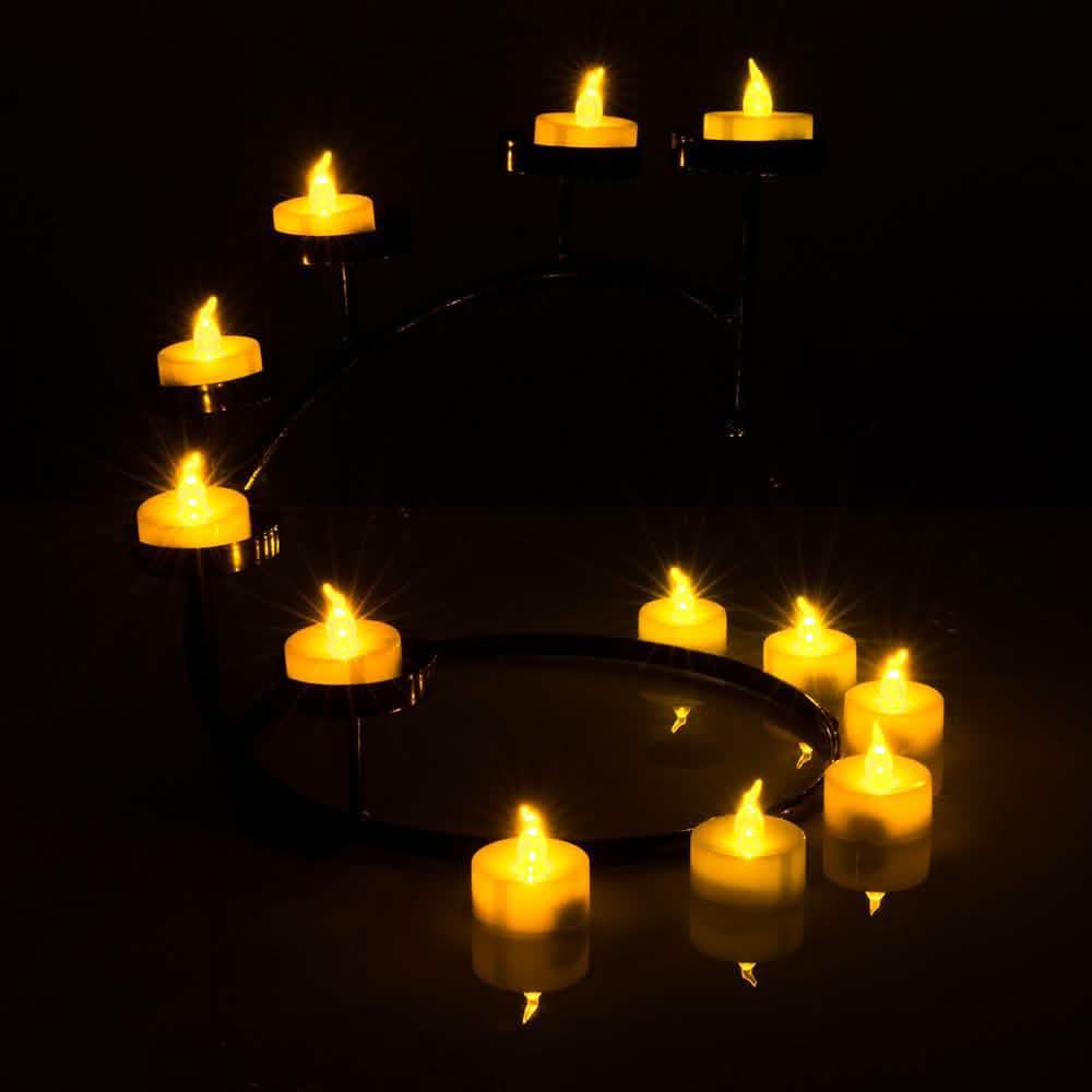 100-Pieces: Amber Yellow LED Tealight Flameless Flickering Candles