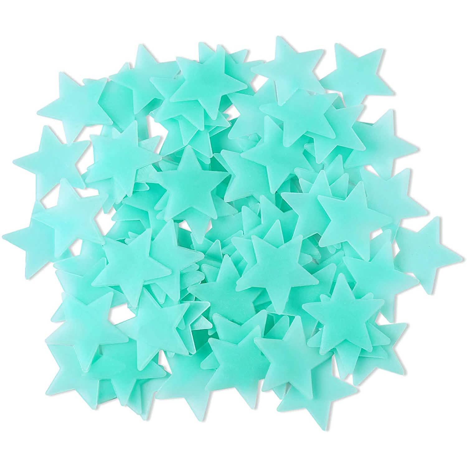 100-Pieces: Colorful Luminous Stars Plastic Wall Sticker